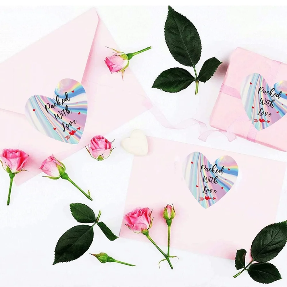 50 ct  Packed with Love Stickers are 1.5 inch in diameter